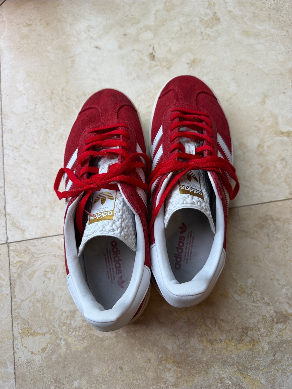 adidas Red and White Women's Suede Sneakers - Picture 6 of 8